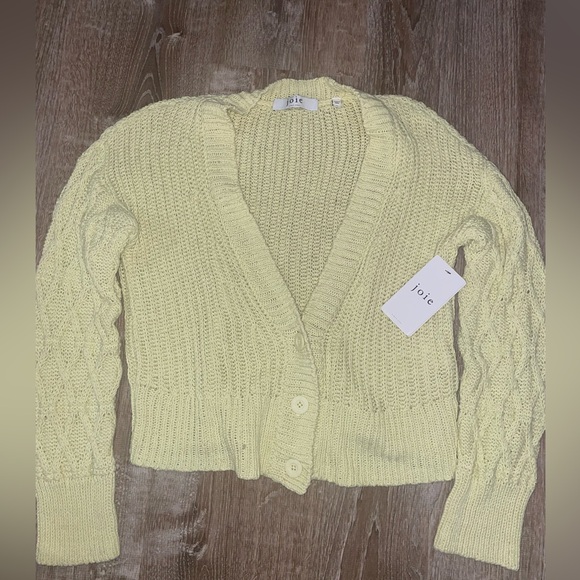 JOIE Deming Cardigan In Yellow | Cotton/Linen - Picture 2 of 7